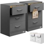 DeubaXXL DE Nachttisch Eloise 2er-Set Anthrazit 54x39x28cm LED 109664