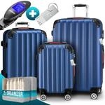 Hartschalenkoffer Set 3-tlg mit Zubeh&ouml;r Rollen 360o Blau ABS