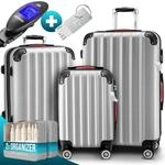 Hartschalenkoffer Set 3-tlg mit Zubeh&ouml;r Rollen 360o Silber ABS