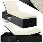 Polyrattan Gartenliege Schwarz/Creme 200x58x33cm