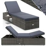 DeubaXXL DE Casaria&reg; Polyrattan Gartenliege Grau/Anthrazit 200x58x33cm 996902