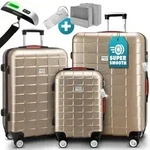 Hartschalenkoffer-Set Exopack 3-tlg Champagner ABS Zubeh&ouml;r