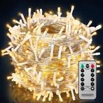 DeubaXXL DE Lichterkette Weihnachten Warmwei&szlig; 60m transparent Fernbedienung...
