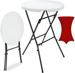 DeubaXXL DE Stehtisch Wei&szlig; mit Husse Rot &Oslash;72cm klappbar 110cm H&ouml;he 997614