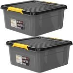 DeubaXXL DE Aufbewahrungsbox 2er-Set Grau/Anthrazit 39x39x16cm stapelbar 997700