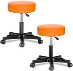 DeubaXXL DE Rollhocker Kunstleder 2er-Set Orange 360&deg; drehbar 995882