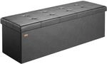 DeubaXXL DE Sitzbank Schwarz 115x38x38cm mit Stauraum faltbar 101622