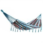 DeubaXXL DE H&auml;ngematte Blau 210x150cm mit Fransen 107491