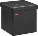 DeubaXXL DE Sitzhocker Schwarz Kunstleder 38x38x38cm faltbar 106838