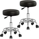 DeubaXXL DE Rollhocker 2er-Set Kunstleder Schwarz 360&deg; drehbar 995972