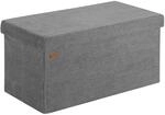 DeubaXXL DE Sitzbank Anthrazit Cord 76x38x38cm MDF faltbar 109917