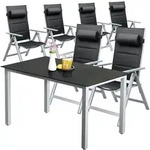 Garten-Sitzgruppe Bern Premium 7-tlg Silber Alu