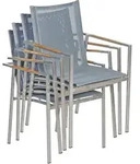 Gartenstuhl Monza 4er-Set Grau stapelbar