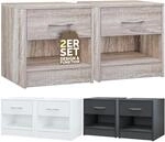 DeubaXXL DE Nachttisch Kiel 2er-Set Eiche 41x39x28cm 109668