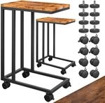 DeubaXXL DE Beistelltisch Schwarz 2er-Set unterfahrbar 50x35x65/70cm mobil...
