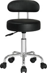 Casaria 106567, Casaria Rollhocker Schwarz 360&deg; drehbar mit R&uuml;ckenlehne