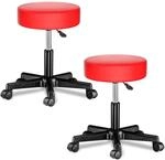 DeubaXXL DE Rollhocker Kunstleder 2er-Set Rot 360&deg; drehbar 995883