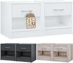 DeubaXXL DE Nachttisch Kiel 2er-Set Wei&szlig; 41x39x28cm 109667
