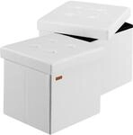 DeubaXXL DE Sitzhocker 2er-Set Wei&szlig; Kunstleder 38x38x38cm faltbar 996896