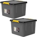 DeubaXXL DE Aufbewahrungsbox 2er-Set Grau/Anthrazit 39x39x26cm stapelbar 997697