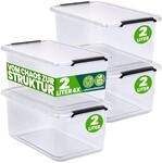 DeubaXXL DE Aufbewahrungsbox 4er-Set 20x15x12cm 2L transparent stapelbar...