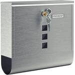 DeubaXXL DE Briefkasten mit Zeitungsrohr Edelstahl Silber 108098