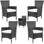 Polyrattan Gartenstuhl 4er-Set Braun/Creme stapelbar