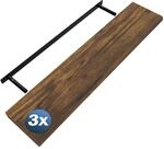 DeubaXXL DE Wandregal Schweberegal 110cm 3er-Set Dunkle Eiche + Halterung 997085