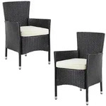Polyrattan Gartenstuhl 2er-Set Schwarz/Creme stapelbar