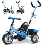 DeubaXXL DE Kinderdreirad Raceline Blau Metall Schiebestange 108227