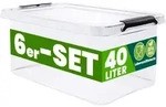 Aufbewahrungsbox 6er-Set 58x39x26cm 40L transparent stapelbar BPA-frei