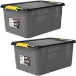 DeubaXXL DE Aufbewahrungsbox 2er-Set Grau/Anthrazit 58x39x25cm stapelbar 997691