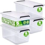 DeubaXXL DE Aufbewahrungsbox 4er-Set 30x20x12cm 5L transparent stapelbar...