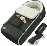 DeubaXXL DE Babyfu&szlig;sack Grau-Gr&uuml;n Kinderwagen geeignet mit Beutel 109349