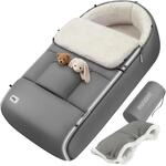 DeubaXXL DE Babyfu&szlig;sack Grau Kinderwagen geeignet mit Beutel 109345