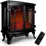 DeubaXXL DE Elektrischer Doppelt&uuml;r-Kamin Schwarz 2000W 103241