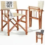 Regiestuhl Premium Creme 2er-Set FSC&reg;-zertifiziertes Eukalyptusholz Gepolstert