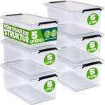 DeubaXXL DE Deuba&reg; Aufbewahrungsbox 6er-Set 30x20x12cm 5L transparent stapelbar