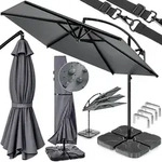 Ampelschirm Anthrazit 300cm Komplettset inkl 4 Gewichte & Schutzh&uuml;lle