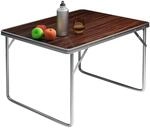 DeubaXXL DE Campingtisch Holzoptik Alu 80x60x70cm klappbar 101547