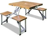 Campingtisch Holz Alu f&uuml;r 4 Personen klappbar