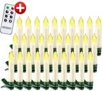 DeubaXXL DE Kabellose Weihnachtsbaumkerzen LED 30er-Set Warmwei&szlig; mit Timer &