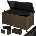 Gartenbox Polyrattan Braun 117x53x60cm mit Griffen & Rollen