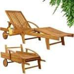 Gartenliege klappbar verstellbar Akazienholz mit Ausziehtisch Rollen