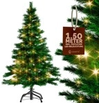 DeubaXXL DE K&uuml;nstlicher Weihnachtsbaum 150cm mit Lichterkette und Metallfu&szlig; PVC