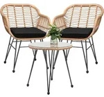Polyrattan Garten-Sitzgruppe Bali 3-tlg Natur/Schwarz