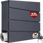 DeubaXXL DE Briefkasten mit Zeitungsrohr Anthrazit Stahl 108102