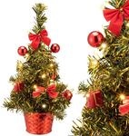 DeubaXXL DE Casaria&reg; K&uuml;nstlicher Mini Weihnachtsbaum 36cm Rot mit Timer