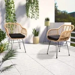 Polyrattan Korbsessel Bali 2er-Set Natur