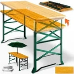 Biertisch 2in1 h&ouml;henverstellbar 170x50 75/105cm klappbar Schirmloch
